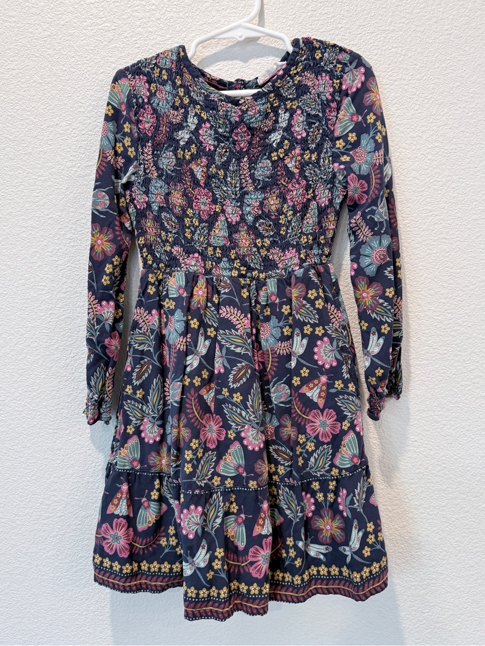 FatFace Girls Smocked Floral Dress Boho Fairycore Whimsygoth Prairie Pockets 5/6